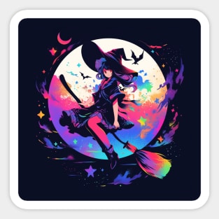 cute witch at night Sticker